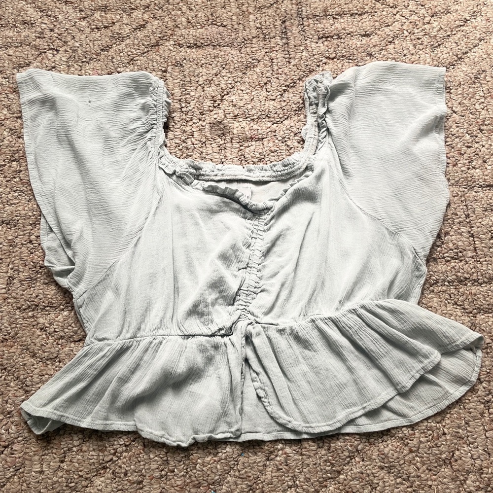 sage green cropped boutique shirt
